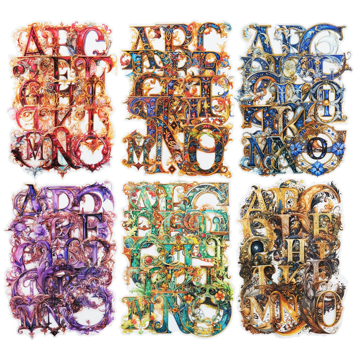 AuriicLeaf Baroque Alphabet Scrapbook Stickers Set, 156PCS Letters Ephemera for Scrapbooking, Junk Journaling, Crafting, DIY Projects, Diaries, and Art Supplies
