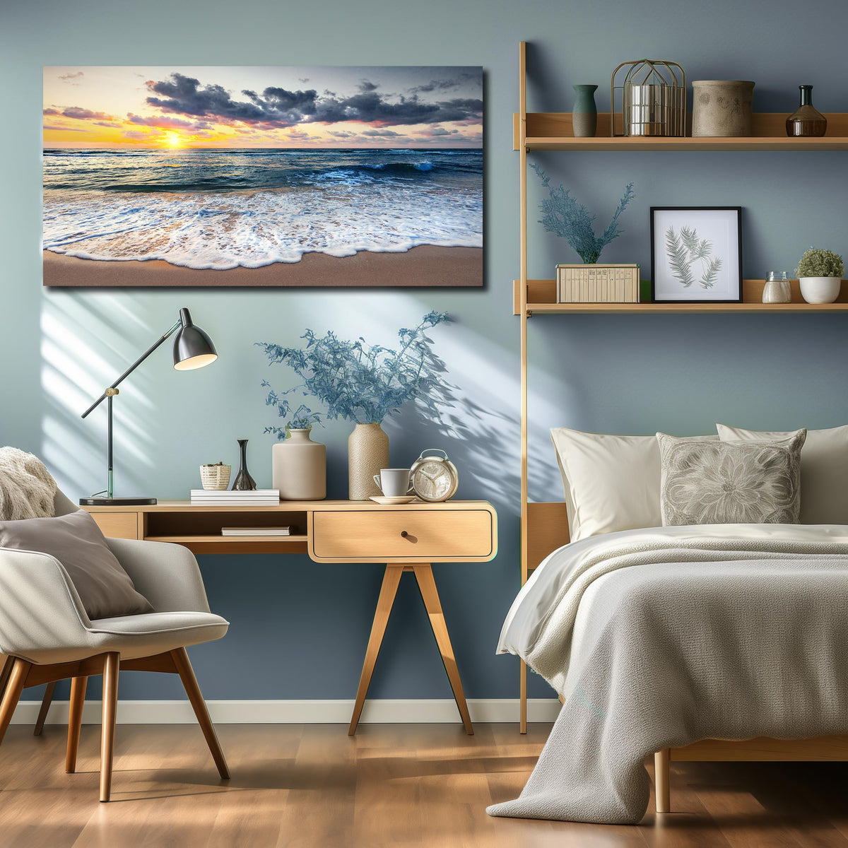 MDHKVPM Beach Prints Wall Decor for Bedroom Sunset Pictures for Living Room Ocean Canvas Wall Art for Office Ready to Hang 24 x 48 Inch
