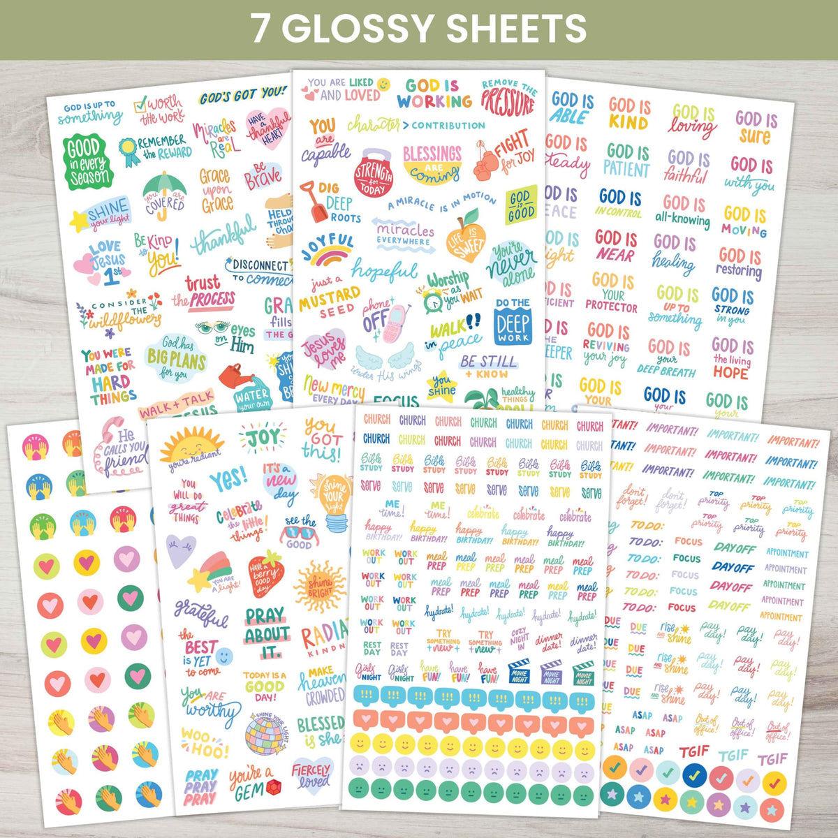 bloom daily planners x Cleerely Stated Rooted in Faith Sticker Pack - 8 Sheets /540 Stickers - Christian Planner Stickers for Journaling, Religious Encouragement, Bible Study, Prayer & Devotionals