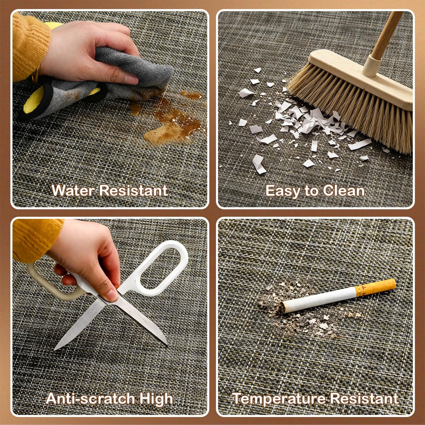 Office Chair Mat for Hardwood Floor, 36" x 48" Non-Slip Office Chair Mat for Rolling Chair, Heavy Duty Textilene Floor Protector for Hardwood Tile, Desk Computer Chair Mat for Home Office,Brown