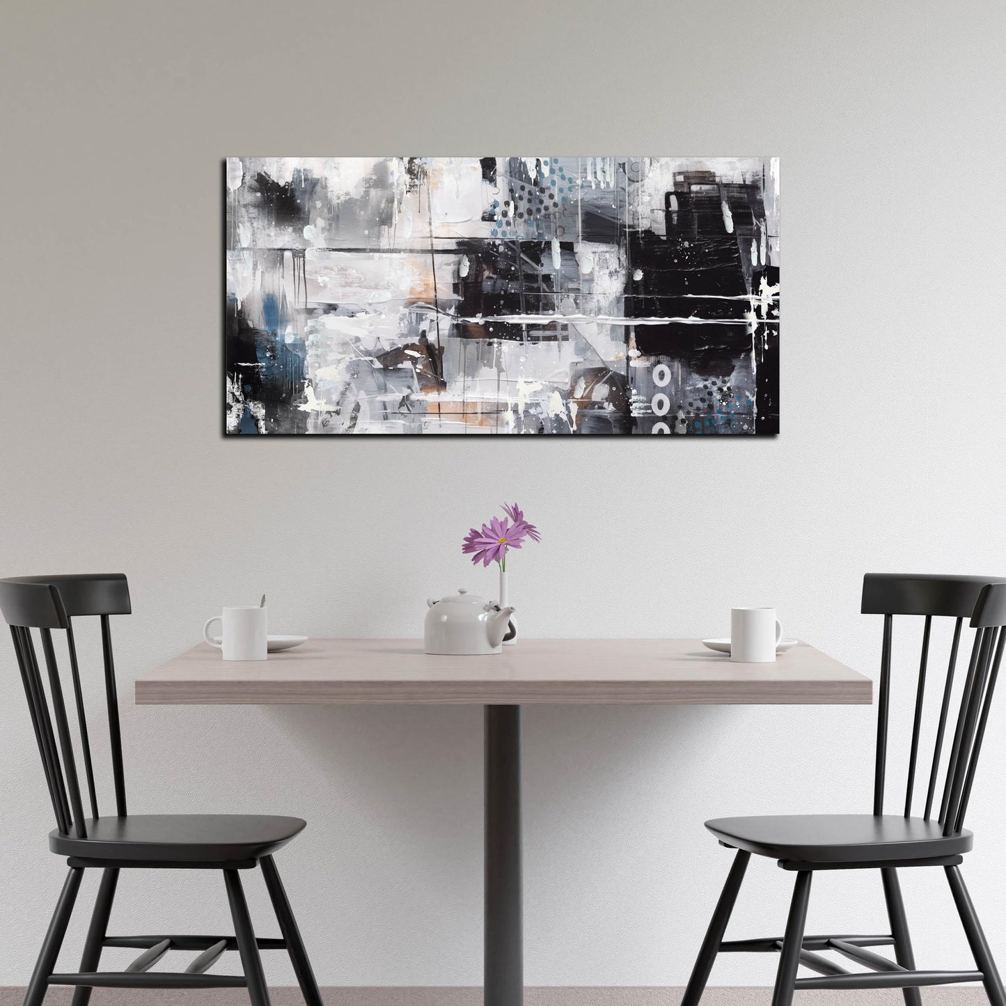 Abstract Art Wall Decor Office - Black And White Pictures Wall Art for Living Room - Modern Prints Wall Art Bedroom Size 20" x 40"