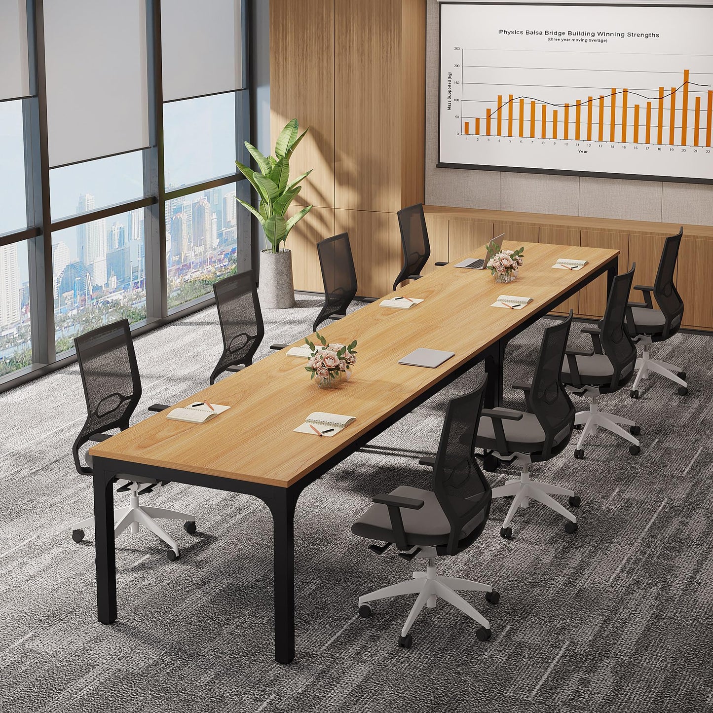 Tribesigns 6.5 FT Conference Room Table, 78.74" W x 27.56" D Large Office Conference Table, Modern Seminar Meeting Table Desk for Boardroom, Meeting Room (1, Natural)
