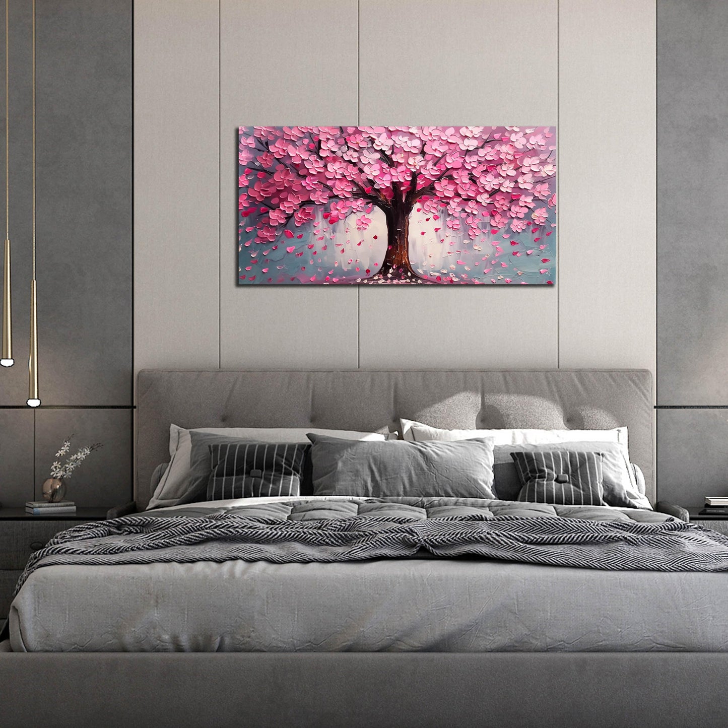 Pink Wall Art Large Tree of Life Wall Art for Living Room Bedroom Office Bathroom Modern Framed Canvas Prints Pink and Grey Picture Size 20x40 Inch