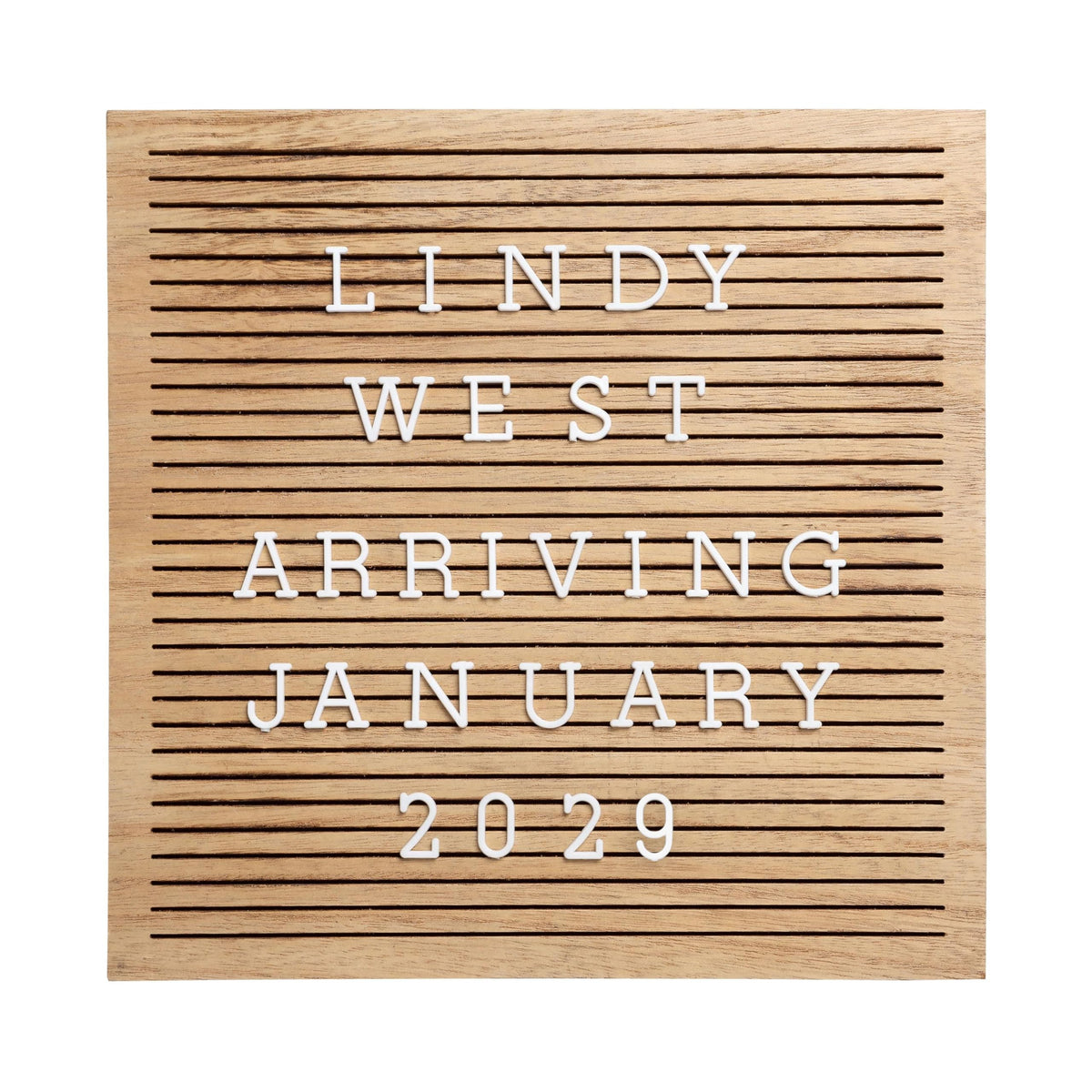 Pearhead Wooden Letter Board, 10 x 10 Inch Wood Message Board with Letters and Numbers for Baby Milestone Photos, Announcement Photo, Office and Home Décor