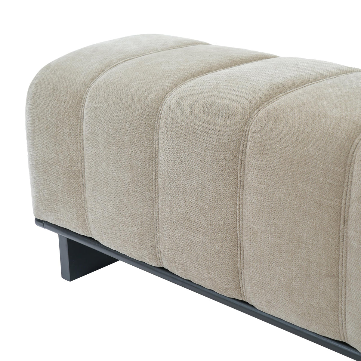 Christopher Knight Home Lamie 49.13" Chenille Upholstered Dining Bench, Wooden Entryway Bench, Long Sofa Footstool for Living Room, Bedroom End of Bed Bench, Oatmeal+Black
