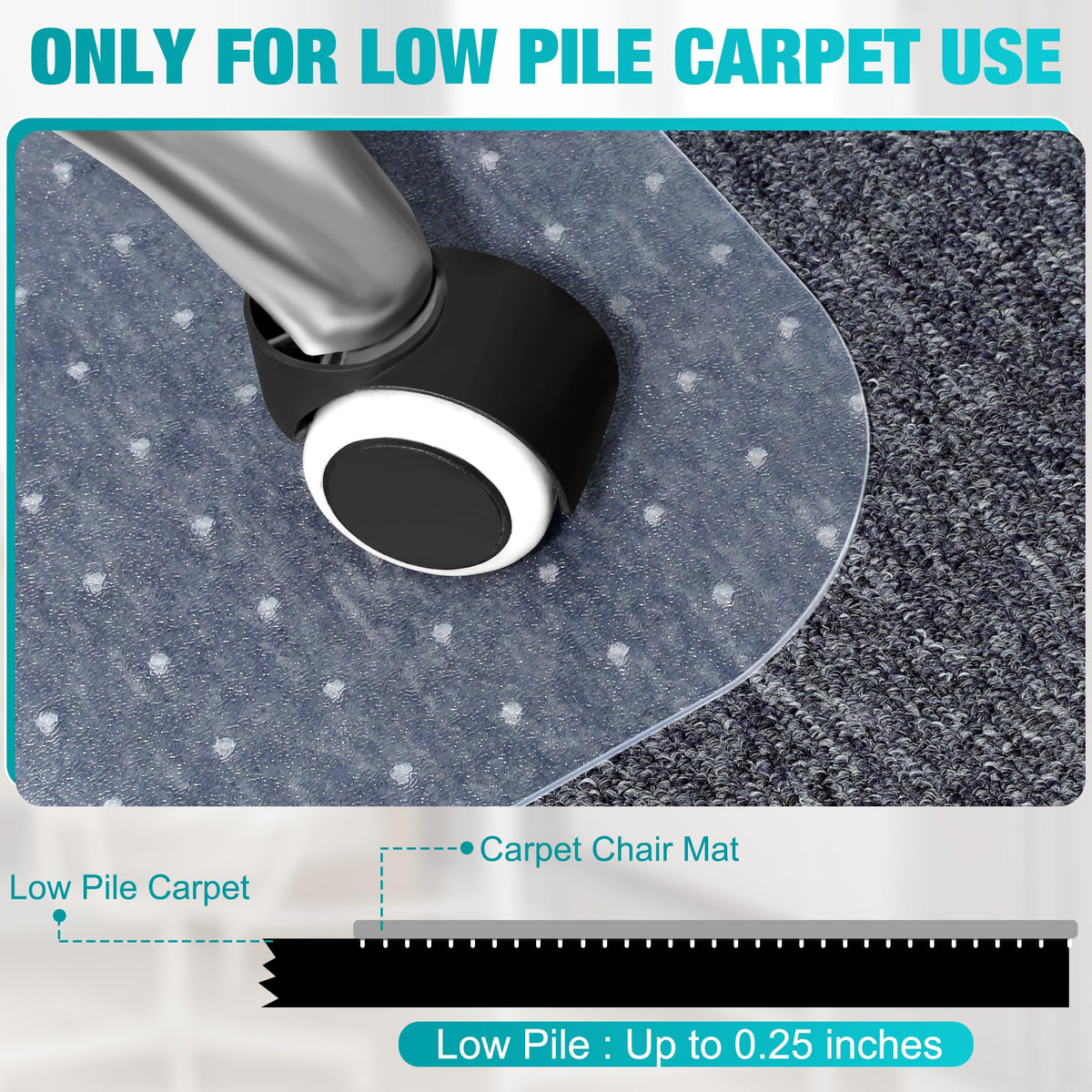 BesWin Extra Large Office Chair Mat for Carpeted Floors, 46" x 72" Transparent Desk Mat for Low Pile Carpet, Smooth Glide Computer Desk Chair Mat for Home, Office (Rectangle)