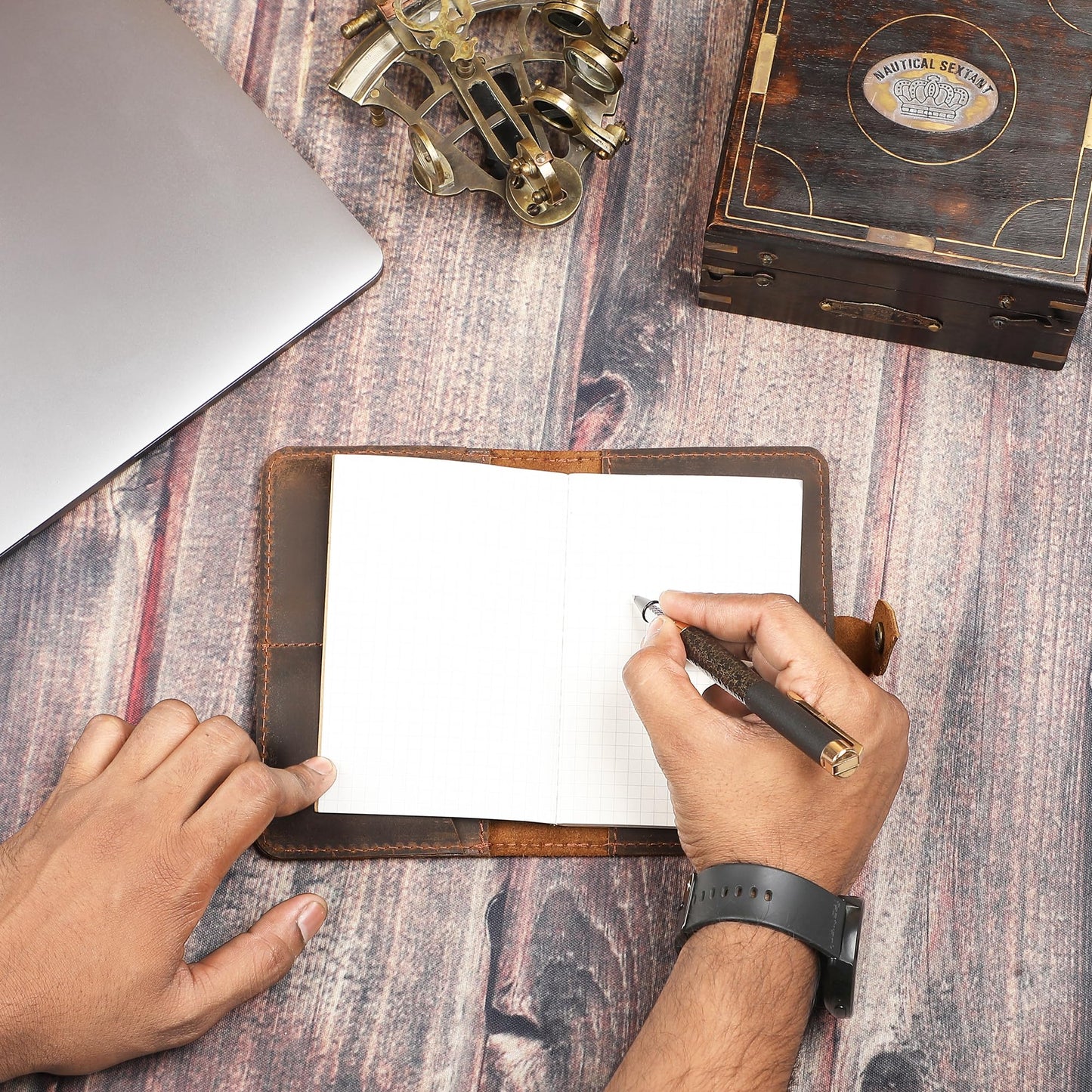 TheAntiq Genuine Leather Refillable Field Notes Cover 3.5 x 5.5" | Handmade Distressed Pocket Journal & Travel Diary Cover with Card Slots, Pen Loop & Passport Pocket Planner Case