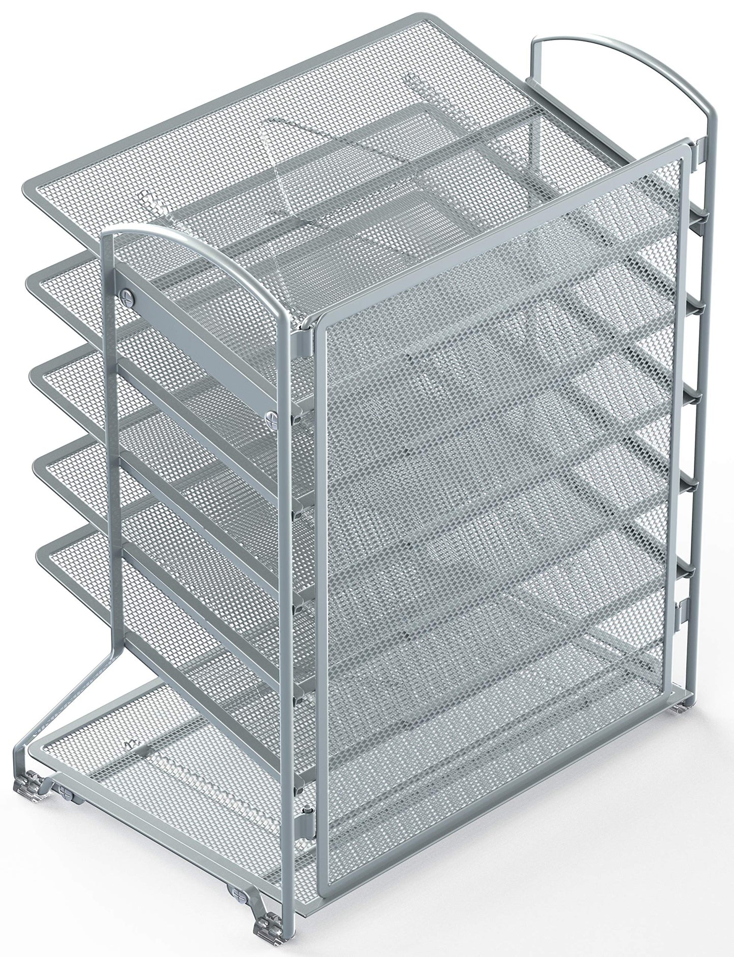 Simple Houseware 6-Tier Sliding File Organizer, Desk Letter Tray for Document and Mail Sorting, Silver