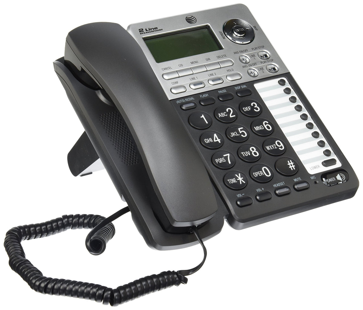 AT&T ML17939 2-Line Corded Speakerphone with Caller ID, Digital Answering System, Speakerphone, Black – Small Business Office Phone