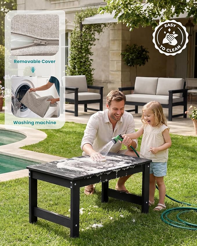 SERWALL 5 Pieces HDPE Outdoor Conversation Sofa Set