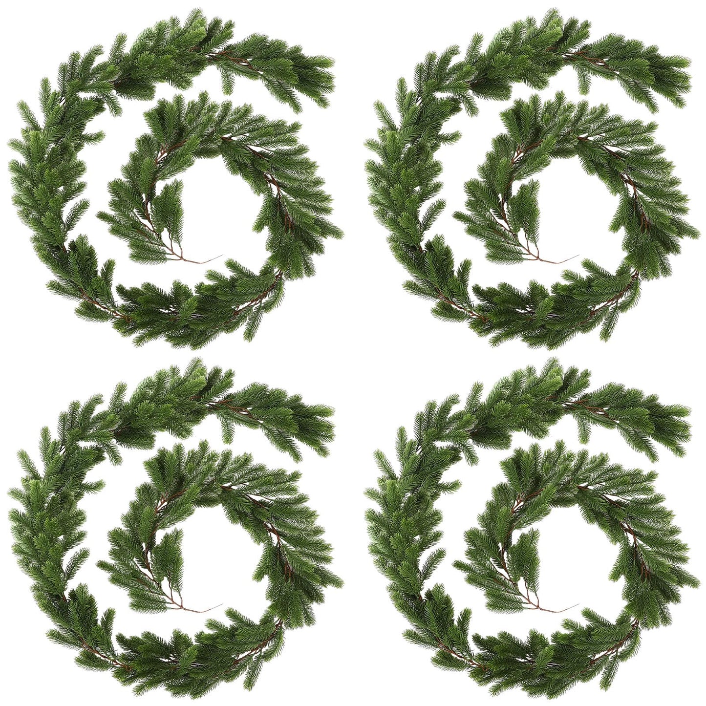 Lyrow Christmas Pine Greenery Garlands Artificial Winter Faux Holiday Season Outdoor Garland for Xmas Home Decorations (4 Pcs,6 ft)