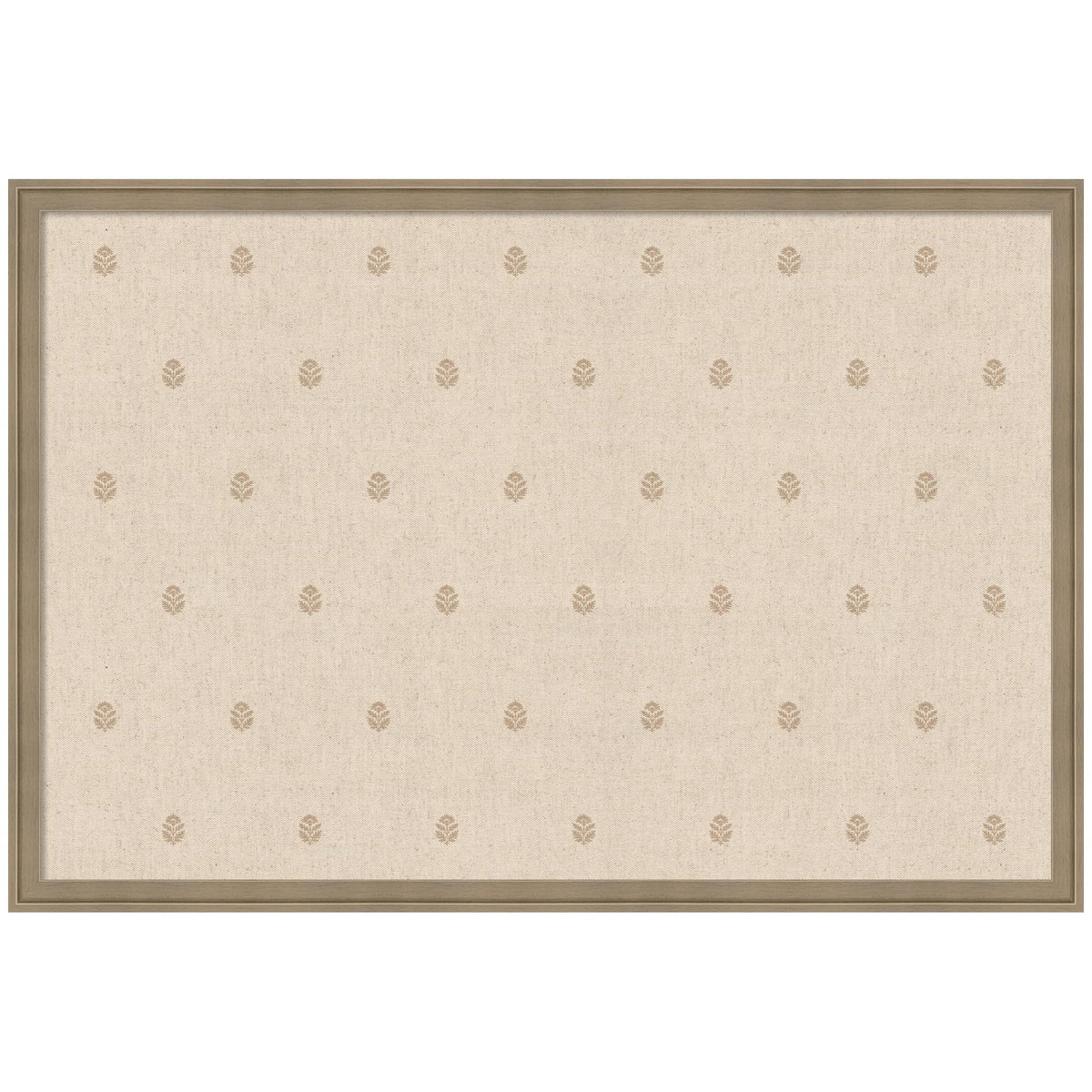 Kate and Laurel Framed Fabric Pinboard 38 x 26, Beige Botanical Block Print Printed Linen Classic Bulletin Board for Use as a Vision Board or Wall Organization, Florence Light Brown Frame