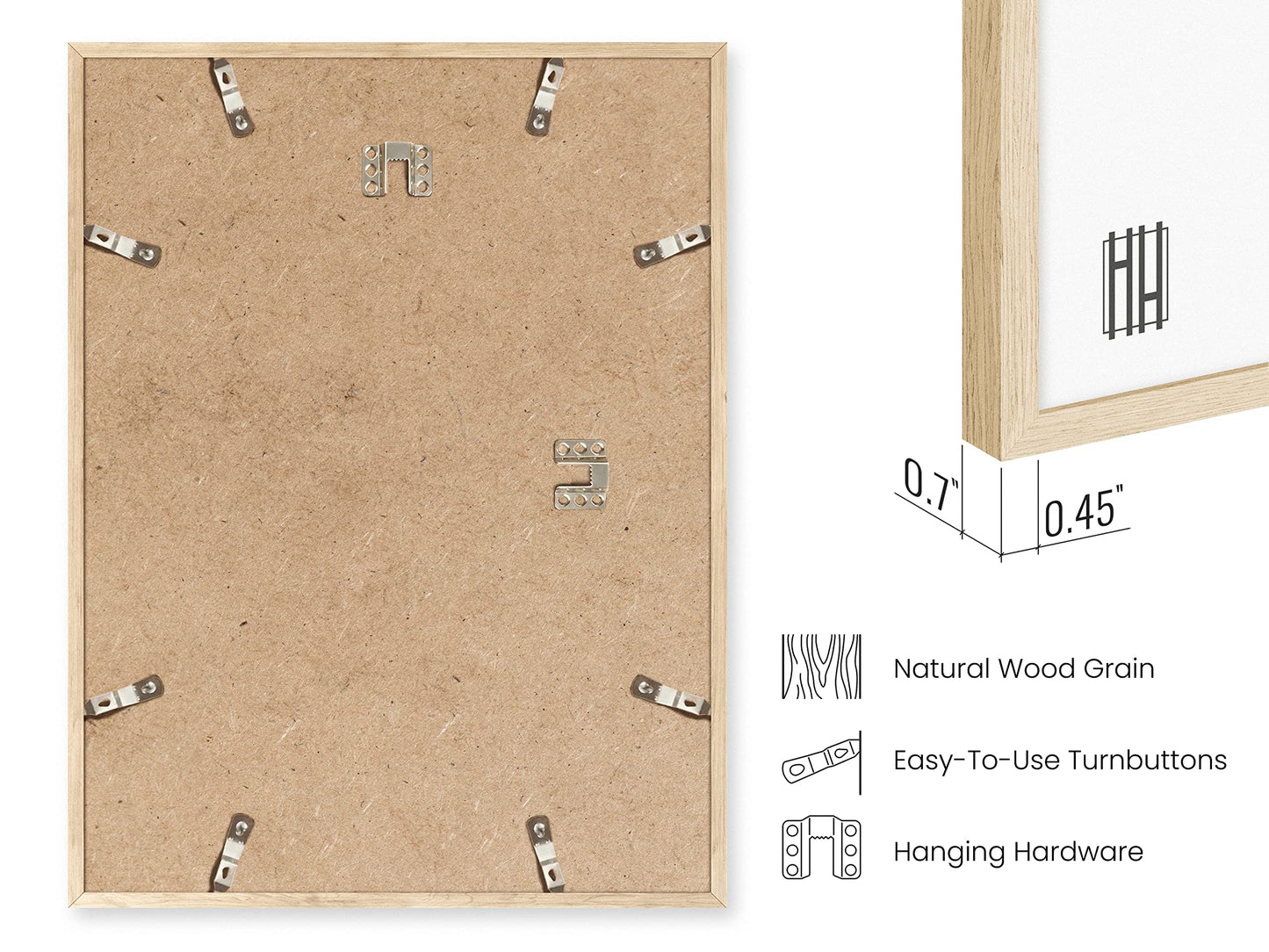 HAUS AND HUES Beige Oak Wood 11x14 Picture Frame - Modern Wood Wall Art Display - Lightweight 11x14 Frame for Art Prints, Photos, Posters - Ready-to-Hang Vertically & Horizontally (Set of 6)