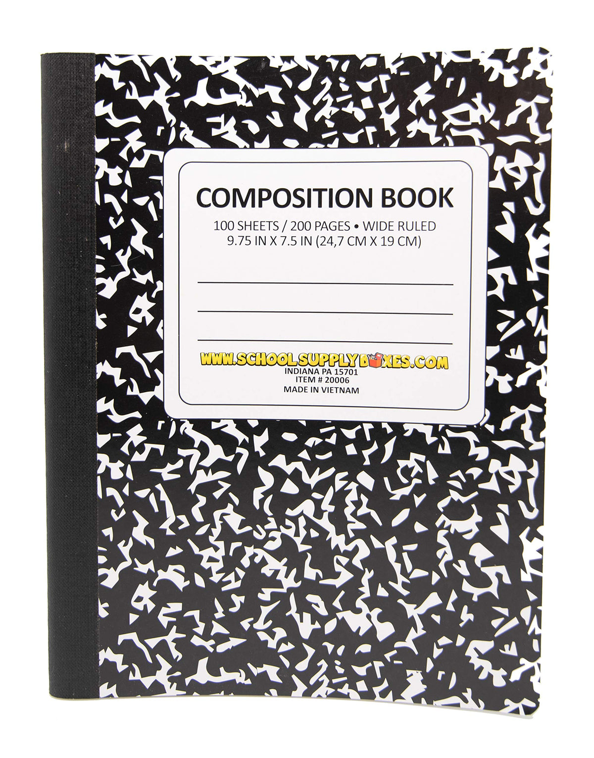 100 Sheet Composition Notebooks - School Supply Boxes - 5 Wide Ruled Writing Notebooks - 1 Black, 1 Red, 1 Green, 1 Blue, and 1 Yellow (Wide Ruled)
