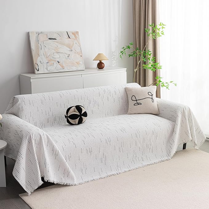 MYSKY HOME Loveseat Cover White Couch Cover Sectional Couch Covers