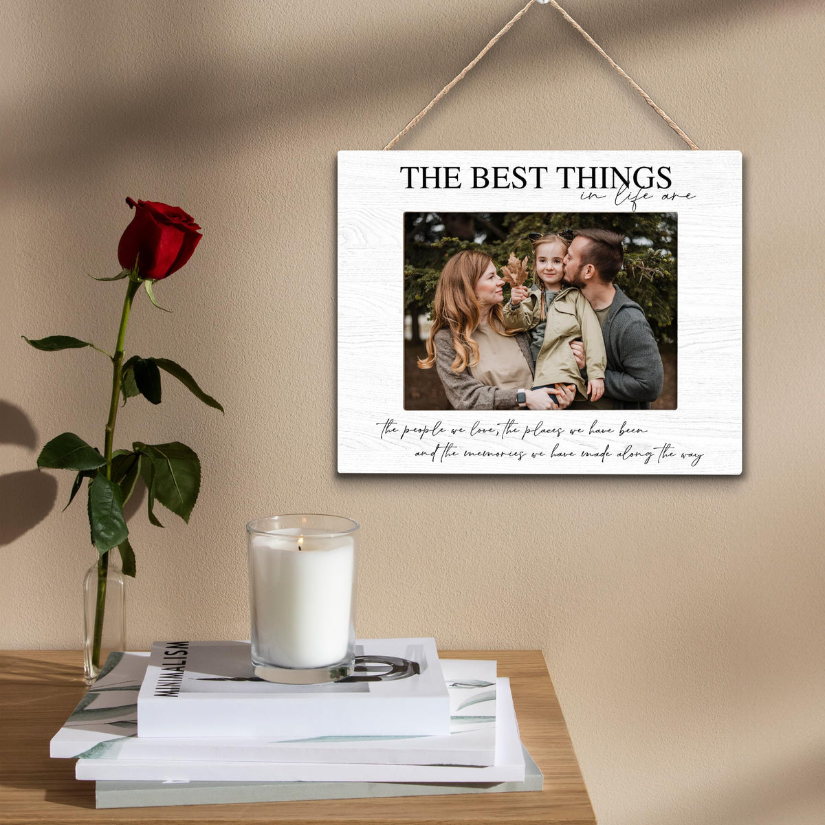 Kneaotoaji Family Picture Frame Gifts - The Best Things in Life Are the People We Love - Friends Wooden Photo Frame 5x7 for Tabletop or Wall Hanging