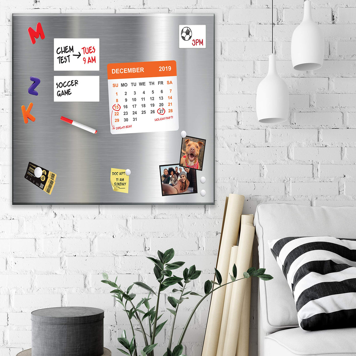 Essentially Yours Magnet and Message Board | Jumbo 30 x 35 x 0.7 Inch Magnet and Message Board | Mountable Steel Bulletin Board