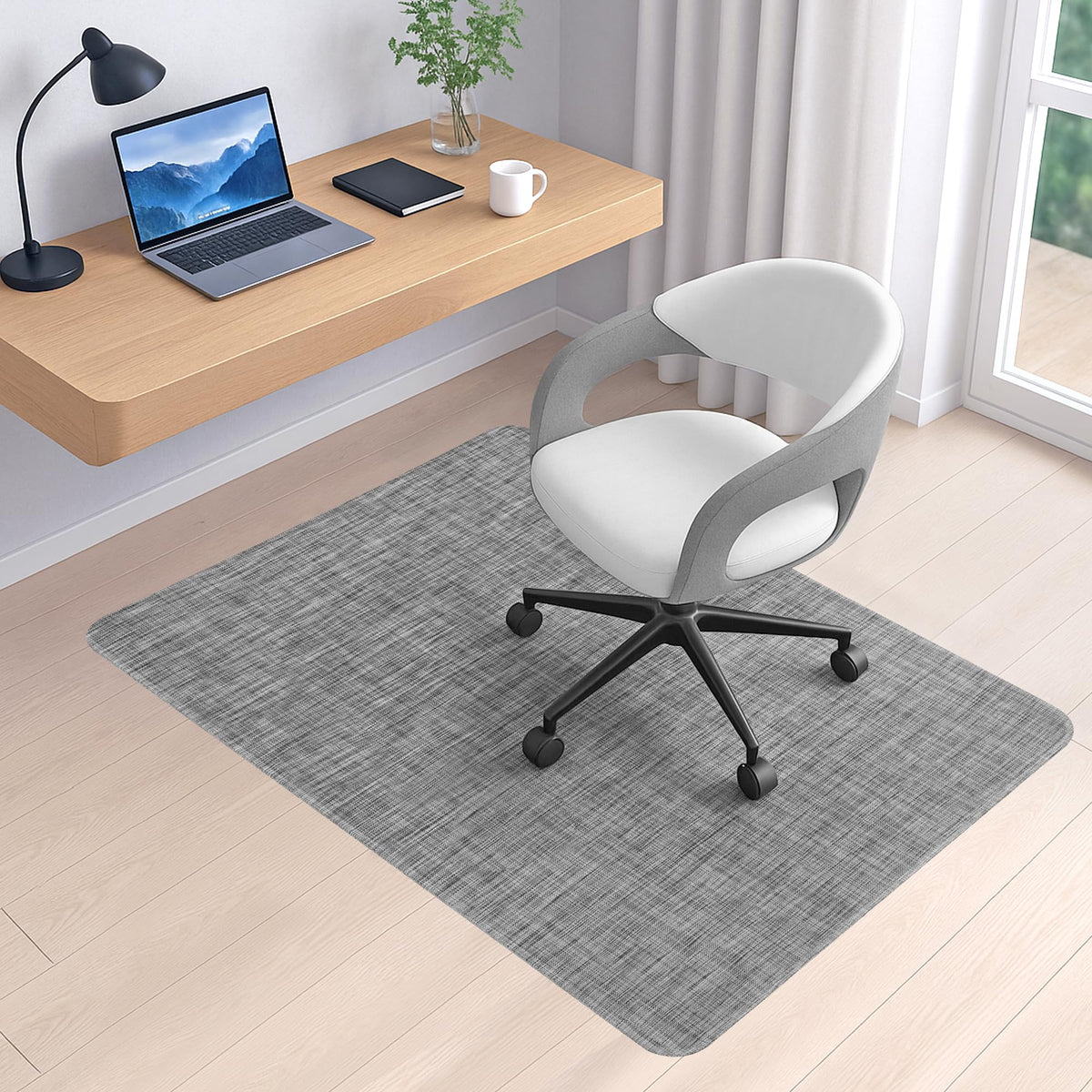 BesWin Office Chair Mat for Hard Floors, 36" x 48" Desk Computer Chair Mat for Wood/Tile Floors, Heavy Duty Non-Slip PVC Hard Floor Protector Mat Desk Rug for Office Home, Grey