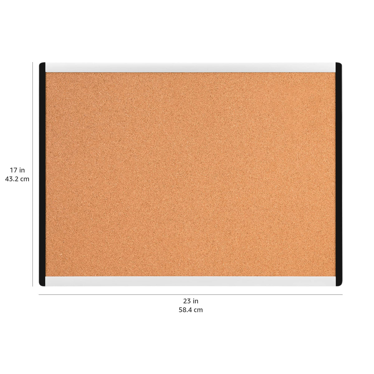 Amazon Basics Cork Bulletin Board, 23" x 17", Lightweight, Easy to Mount, Aluminum/Plastic Frame