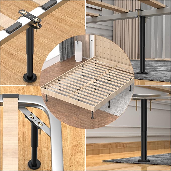 Wlrrcwdttc 2 Pcs Adjustable Height Bed Support Legs 5.9-10.5 inch, Bed Frame