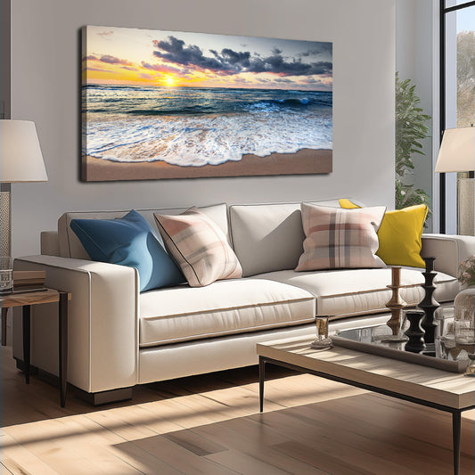 MDHKVPM Beach Prints Wall Decor for Bedroom Sunset Pictures for Living Room Ocean Canvas Wall Art for Office Ready to Hang 24 x 48 Inch