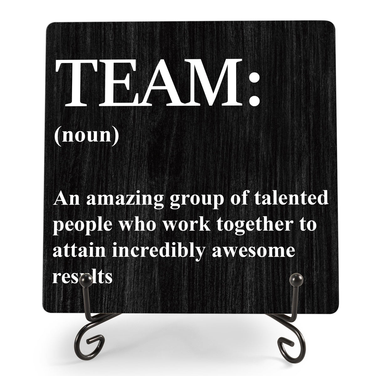 Inspirational Gifts - Team Noun Office Decor, 5.1 x 5.1 Inch Wood Plaque With Stand, Funny Office Desk Decor for Women Men Coworker Boss Team Manager Director (XB03)