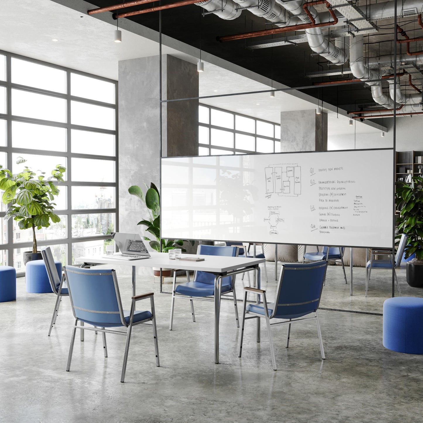 Flash Furniture Hercules Series Heavy Duty Navy Vinyl Stack Chair with Arms and Ganging Bracket