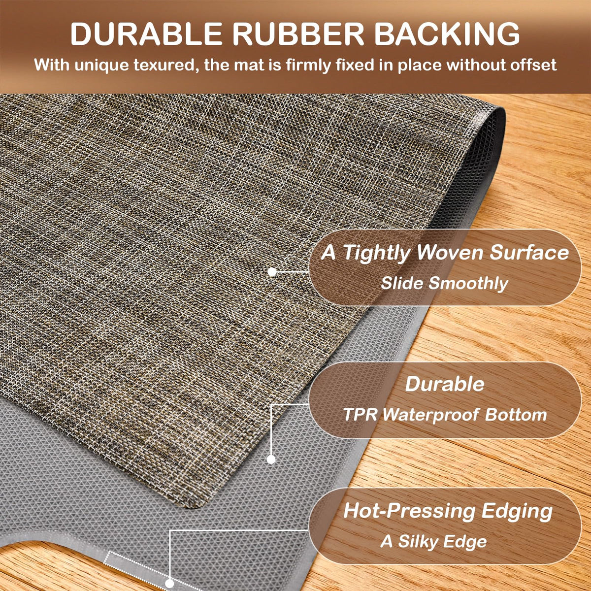 Office Chair Mat for Hardwood Floor, 36" x 48" Non-Slip Office Chair Mat for Rolling Chair, Heavy Duty Textilene Floor Protector for Hardwood Tile, Desk Computer Chair Mat for Home Office,Brown