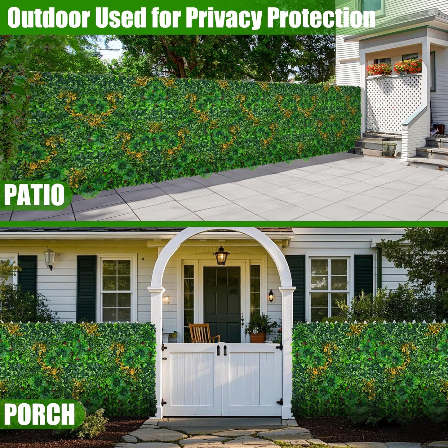 Grass Wall Panels, 20"x20" 16pcs Artificial Grass Backdrop Wall with Tropical Leaves, UV-Anti Faux Greenery Plant Boxwood Panels for Privacy Fence Screen, Green Wall Decor for Outdoor Indoor