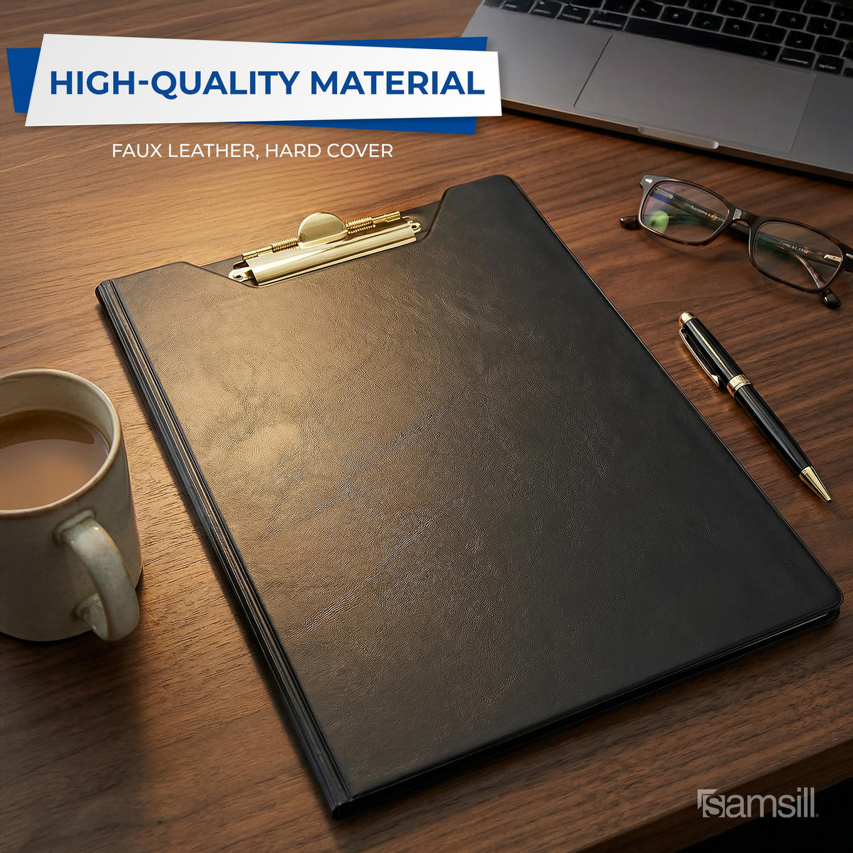 Samsill Value Padfolio with Clipboard and Letter-Size Writing Pad, Black, 9.25 x 13 Inch