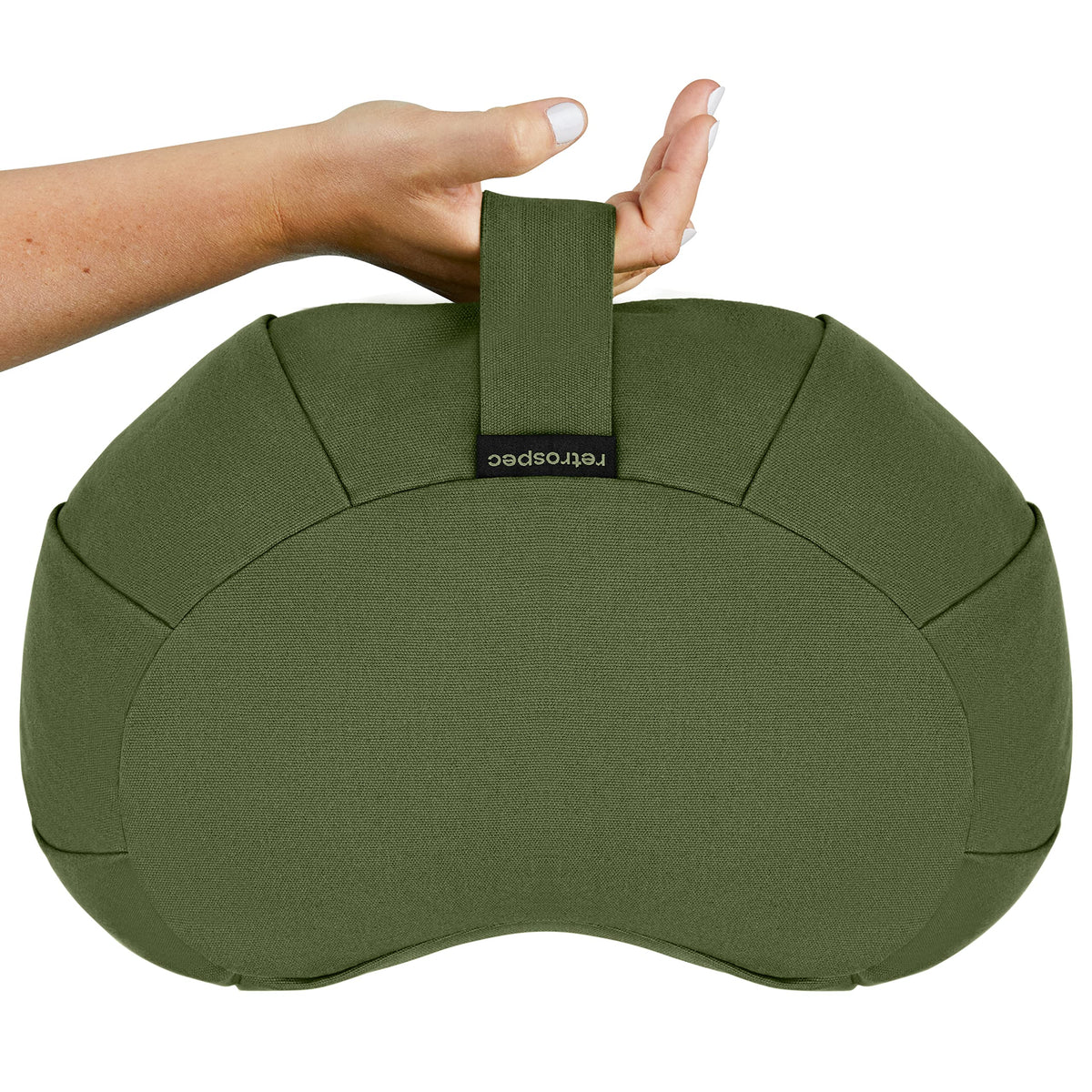 Retrospec Sedona Zafu Meditation Cushion with Buckwheat Hull Fill - Adjustable Yoga & Pilates Equipment Support - 17in Crescent Cotton Cover