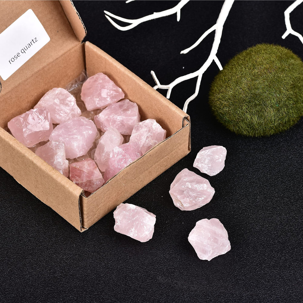 JIC Gem 12-16Pcs 0.7 Lbs Irregular Shape Rose Quartz Crystals and Healing Stones Pink Gemstone Raw Crystal Bulk Unpolished Madagascar Rock Rough Stones
