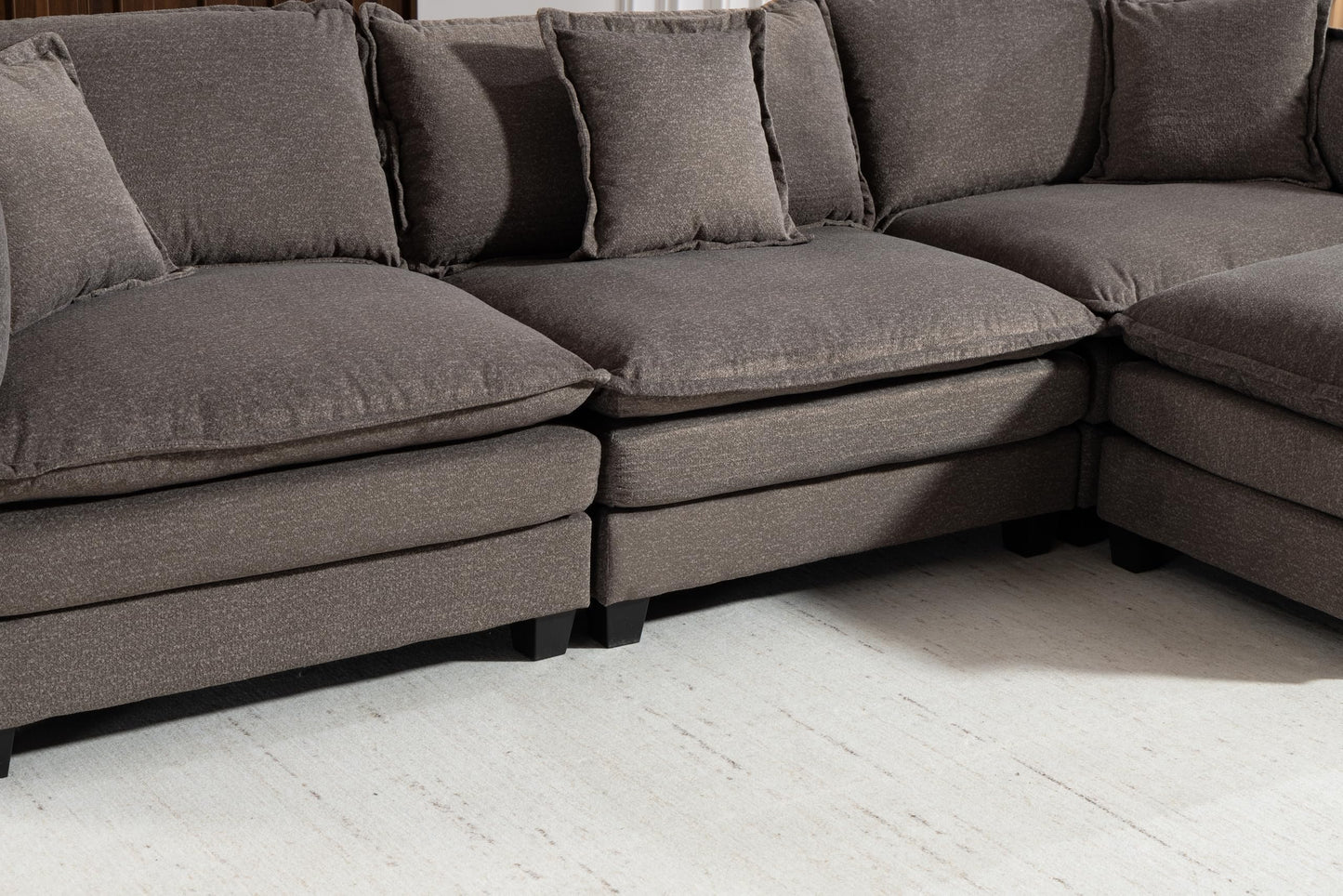 Eafurn Oversized Reversible Modular Sectional Sofa with Movable Ottoman, Convertible L Shaped Corner Couch Modern Chenille Sofa Set w/Double Layers Seat Cushions for Living Room Apartment