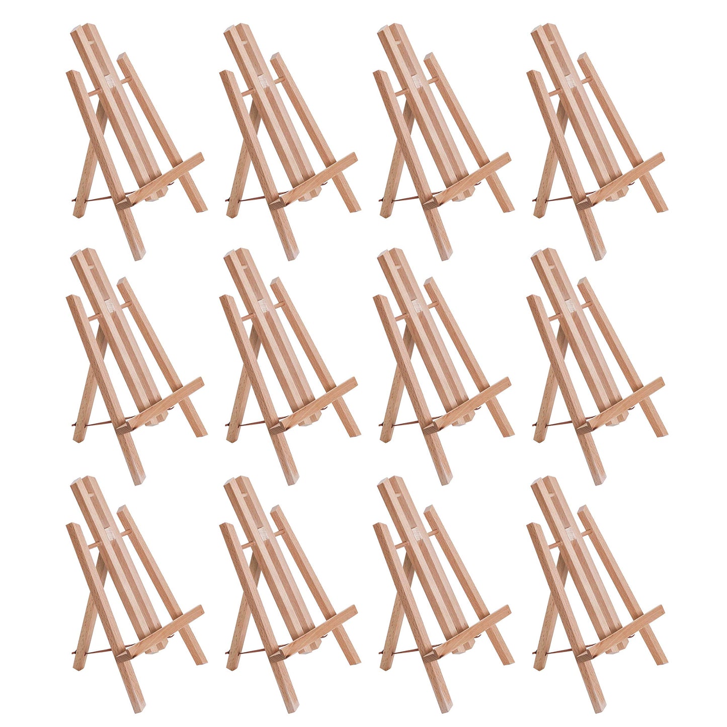 U.S. Art Supply 11" Small Tabletop Display Easel - Beechwood Artist A-Frame Display Stand, Wooden Easel for Painting, Canvas Stand, (Pack of 12) Classrooms Events Photo Picture Sign Holder