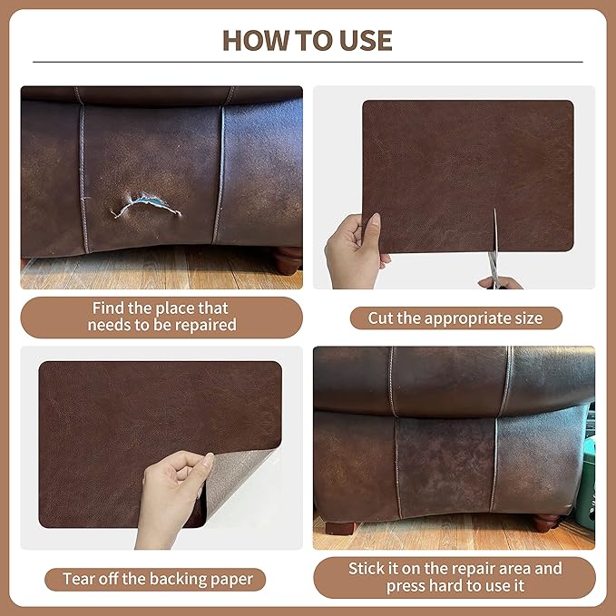 ONine Leather Repair Patch, Self-Adhesive Couch Patch, Car Seats Backpack