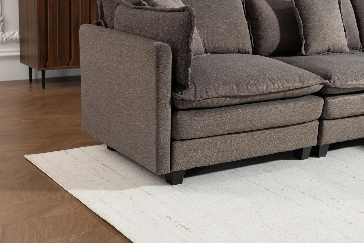 Eafurn Oversized Reversible Modular Sectional Sofa with Movable Ottoman, Convertible L Shaped Corner Couch Modern Chenille Sofa Set w/Double Layers Seat Cushions for Living Room Apartment