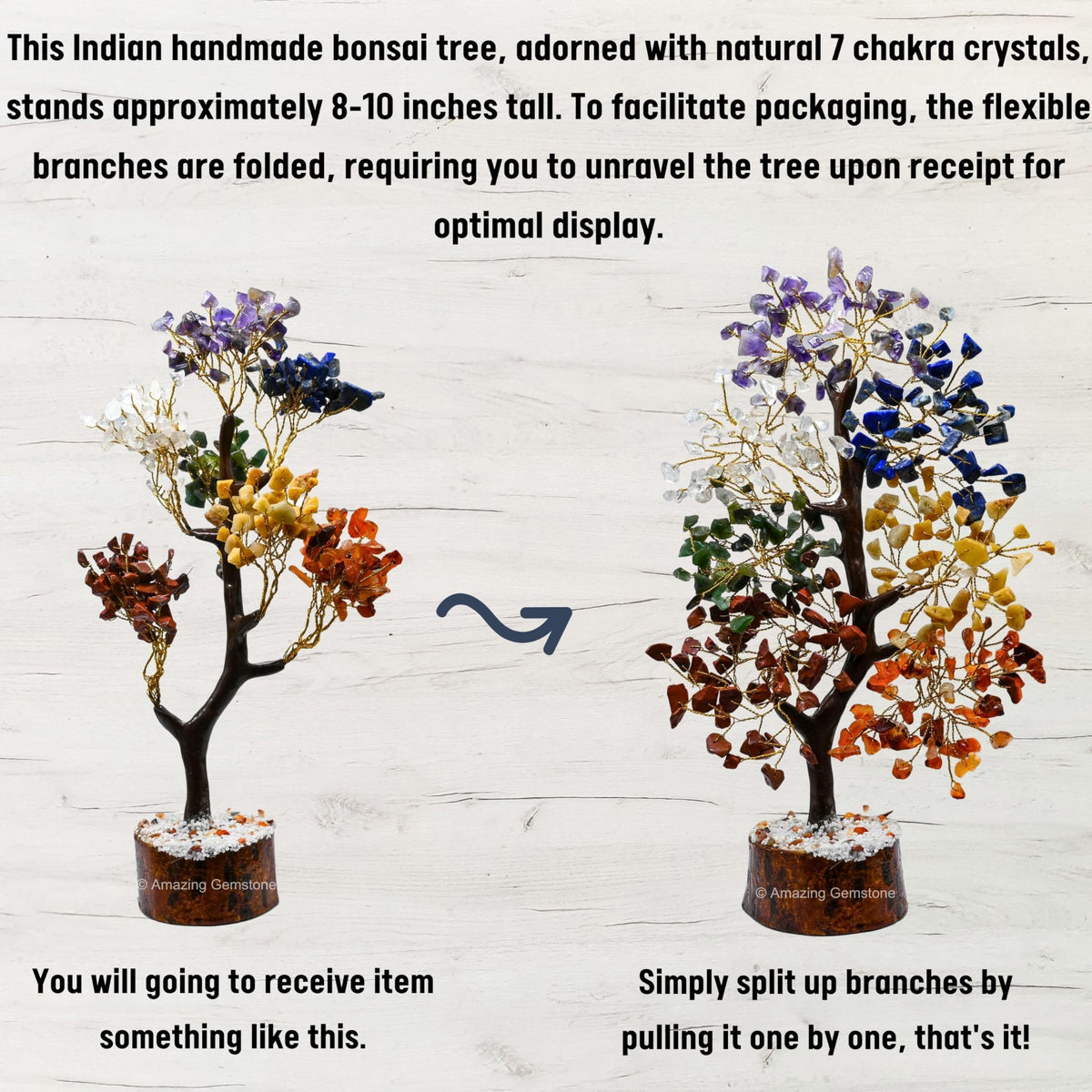 Chakra Tree of Life Crystal Tree for Meditation, Healing, and Home Decor - Seven Chakra Gemstones with Natural Wooden Base Crystal Gift for Christmas - Spiritual Energy Decor for Balance and Harmony