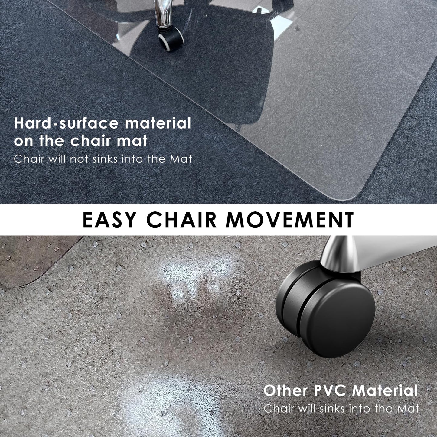 Kuyal 1/5" Thick Office Chair Mat, 40" x48" Heavy Duty Hard Computer Chair Mat, Under Desk Protector Carpeted Floors Mats, Easy Chair Movement, Can be Used on Carpet or Hard Floor, Ship Flat