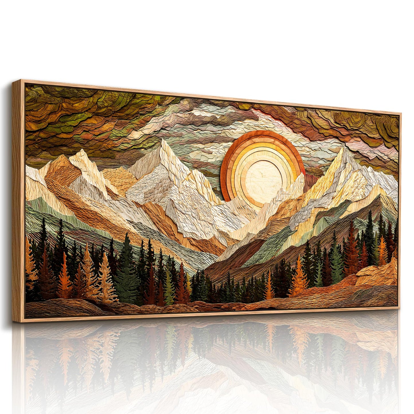 imjiayu Mountain Wall Art, Large Framed Wall Art, Boho Art Wall Decor, Abstract Nature Paintings Prints, Landscape Canvas Pictures for Living Room Bedroom Office Kitchen 20"x40"