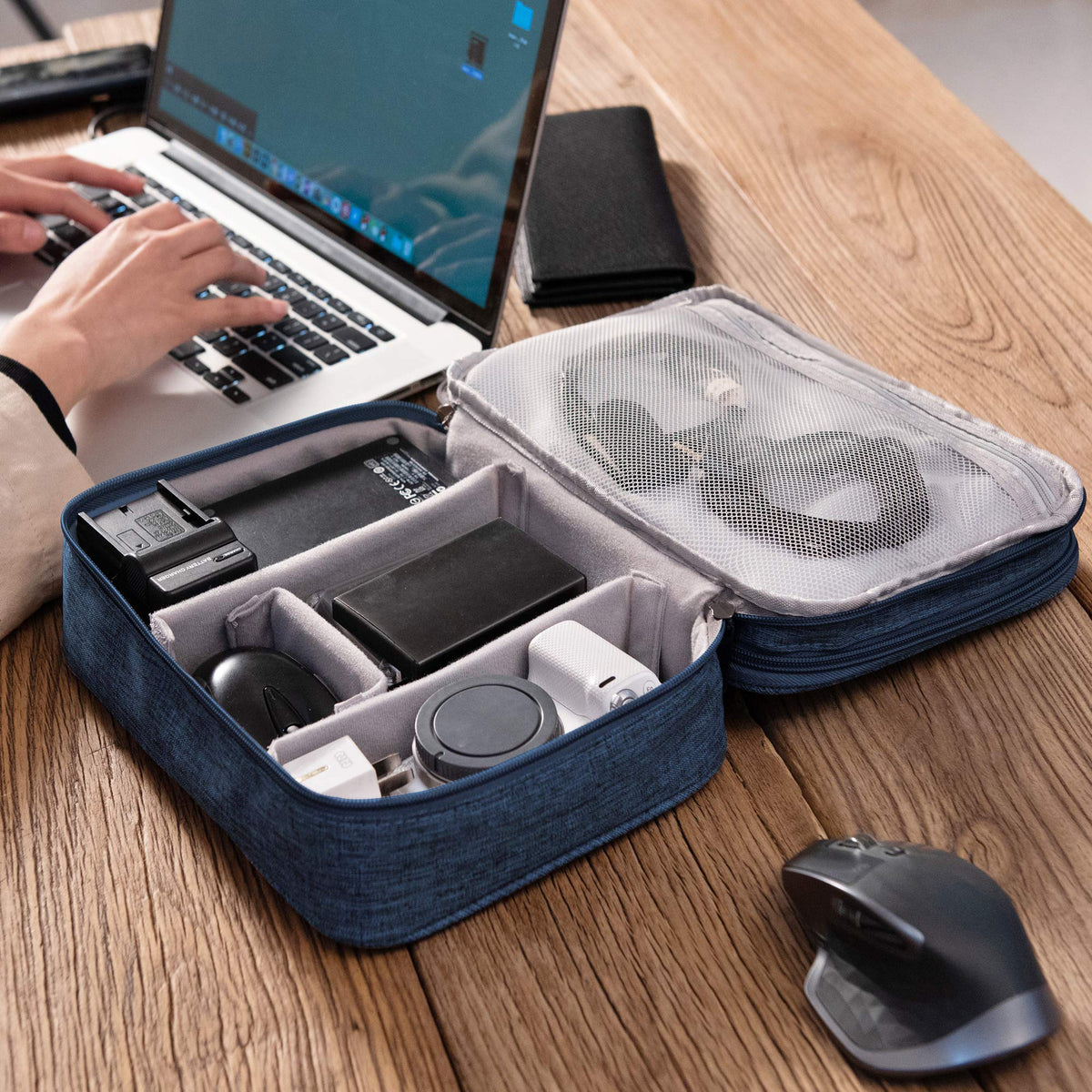 SELLYFELLY Electronic Bag Travel Cable Accessories Bag Waterproof Double Layer Electronics Organizer Portable Storage Case for Cable, Cord, Charger, Phone, Adapter, Power Bank, Kindle, Hard Drives