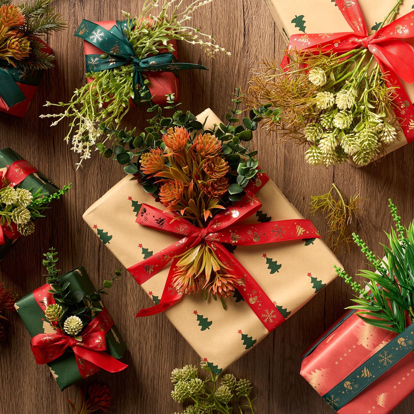 Eucalyptus Stems Artificial Eucalyptus Leaves Branches 12 Bundles Greenery Fake Plants for Home Office Flowers Bouquet Centerpiece Wedding Decoration, Christmas Decor, DIY Gift Box Embellishment
