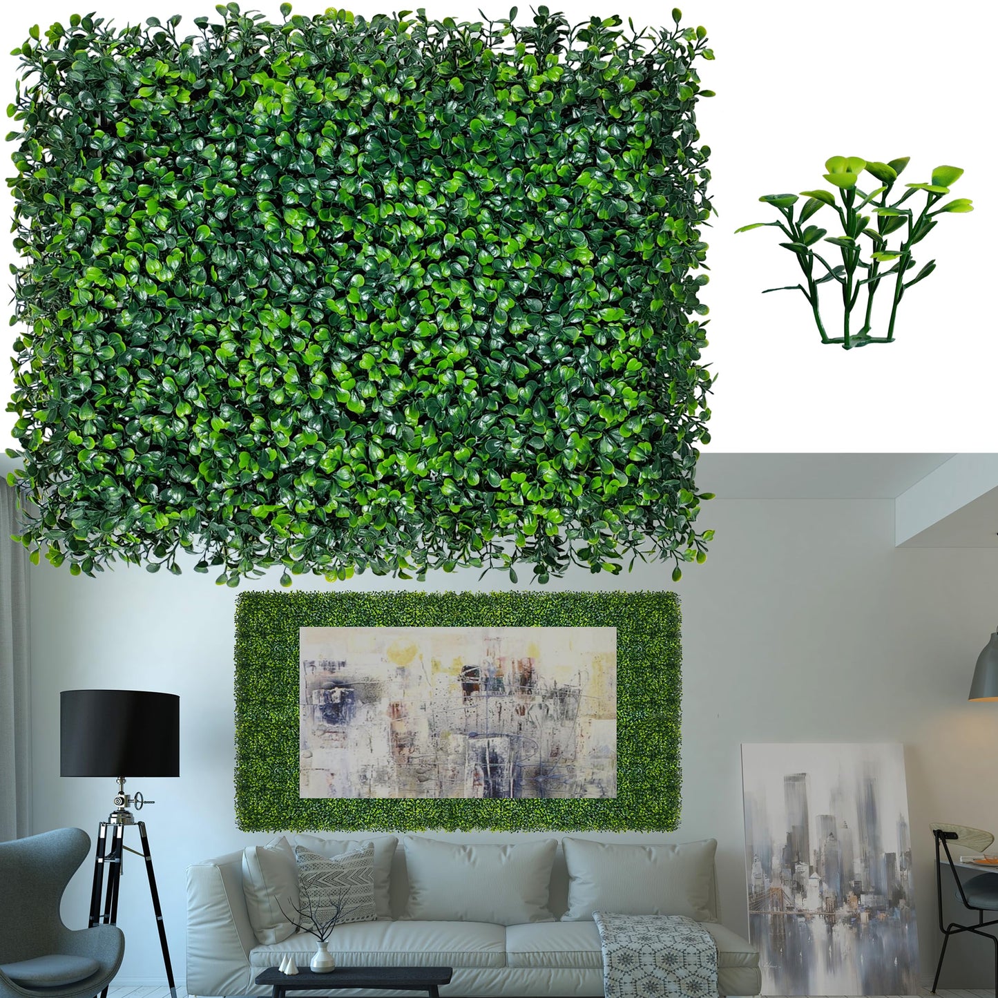ODTORY Artificial Grass Wall Panels:16" X 12" 6P (8 sqft) UV-Anti Greenery Boxwood Backdrop for Indoor Outdoor Green Wall Decor & Ivy Fence Covering Privacy