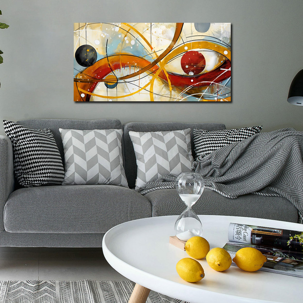 Large Abstract Yellow Canvas Wall Art for Living Room Bedroom Home Office Modern Wall Decor Line Geometric Abstract Picture Framed Canvas Prints Size 20x40