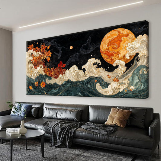 Suconvng Colorful Canvas Art Wall Decor Painting Picture Modern Boho Abstract Wall Art Prints Landscape Picture For Bedroom Bathroom Office Black Home Aesthetic Wall Decor 20" × 40" Ready To Hang