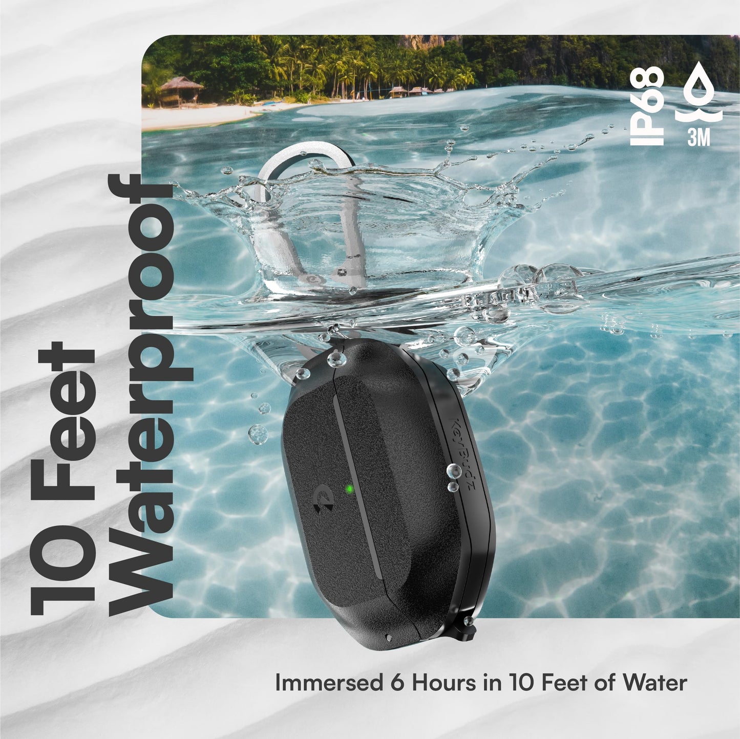 Keybudz for Waterproof AirPods Pro 3 Case with Lock - IP68 Waterproof and Dust Proof, Shockproof Protector, Heavy Duty Rugged Protection, Drop Proof Hard Cover for AirPods Pro 3rd Gen (Carbon Black)
