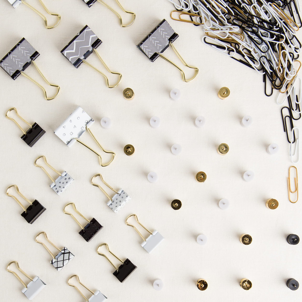 U Brands Office Accessory Kit, Office Supplies (Black, White and Gold)