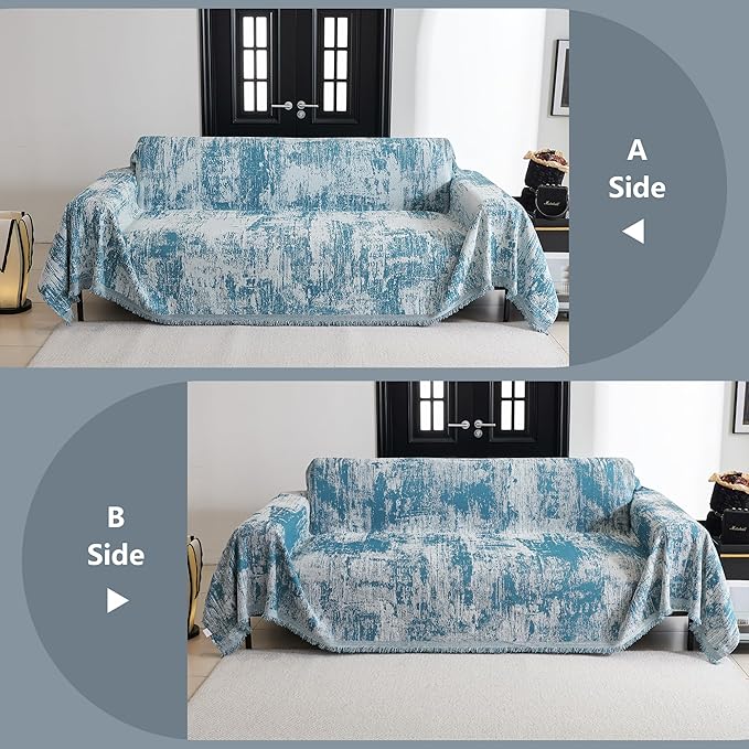 MYSKY HOME Couch Cover for Sectional Sofa Set Sage Geometric Furniture Sofa
