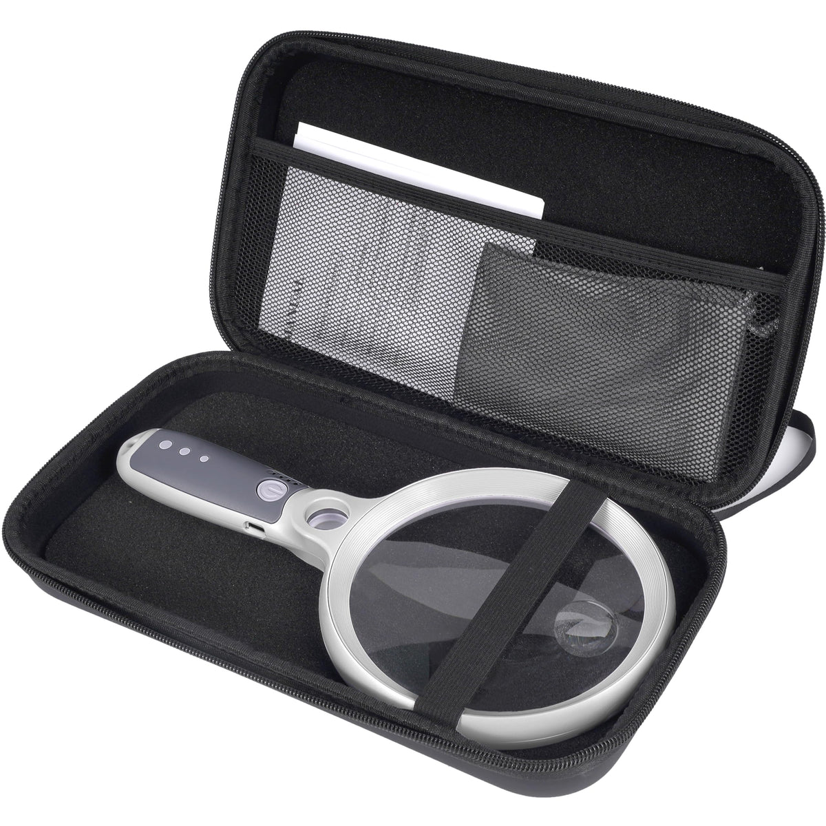 Large Magnifying Glass with 37 LED Light and Case, 10X 20X 45X Handheld Illuminated Lighted Magnifier with 3 Light Modes Rechargeable Magnifying Glass for Seniors Reading, Inspection (White & Grey)