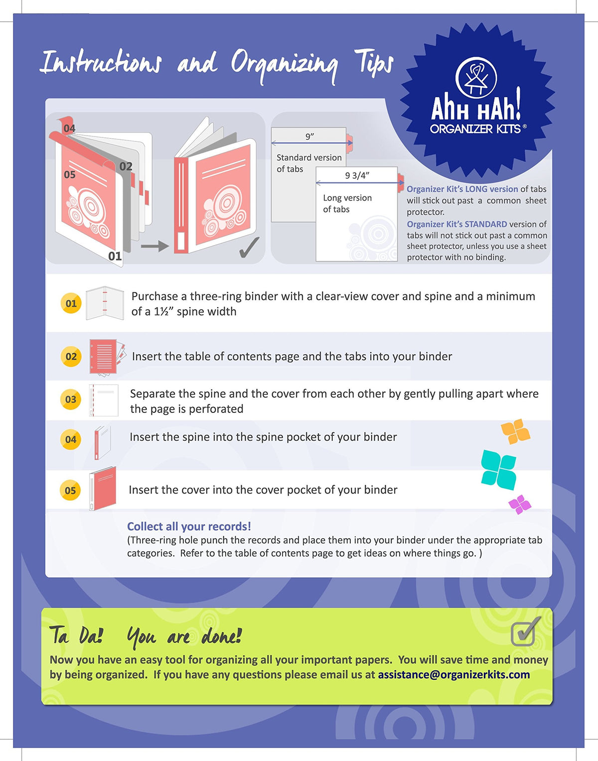 Ahh Hah! Organizer Kit: Home Records - Index Tabs for a Three-ring Binder (Binder not included))