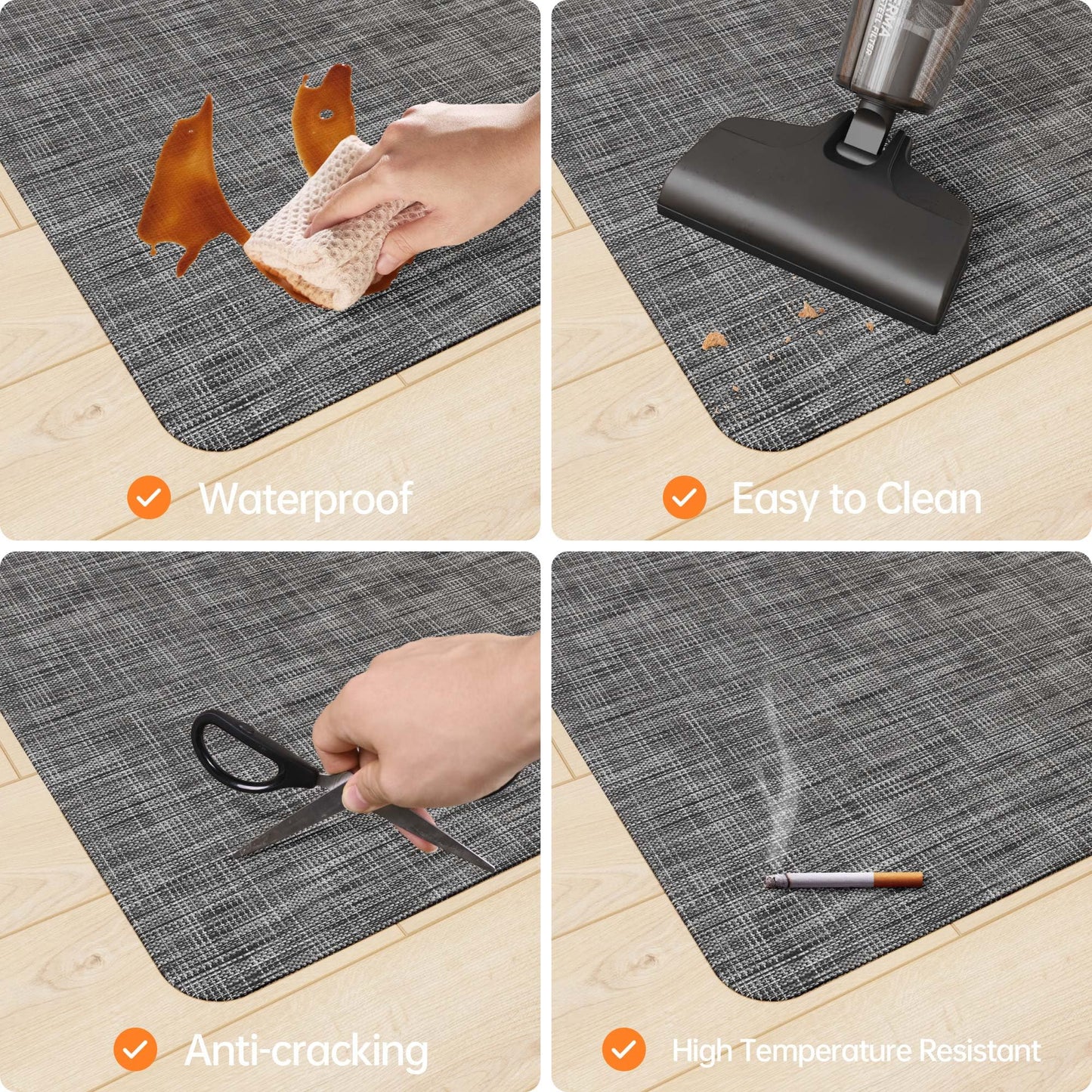 Homek Office Chair Mat for Hardwood & Tile Floor, 30"x48" Computer Chair Mat, Non-Curve Anti Slip Hard Floor Protector for Rolling Chair, PVC Mat Desk Rug for Home Office